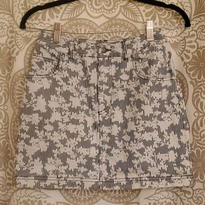 BDG striped floral denim skirt